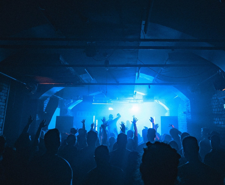 Underground club crowd